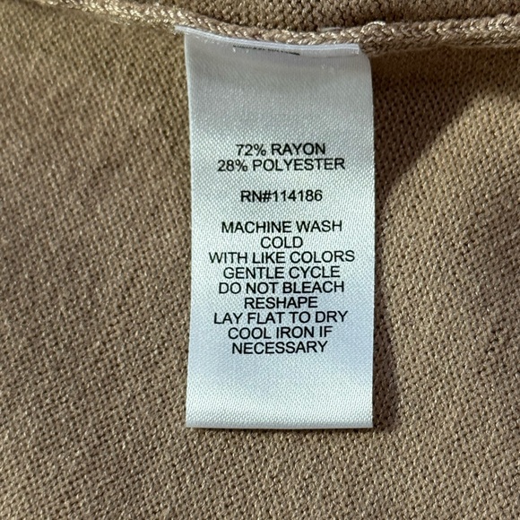 Love Scarlett Long Tan/Beige Long Open Front Cardigan Sweater Size M Side Slit - Picture 7 of 9